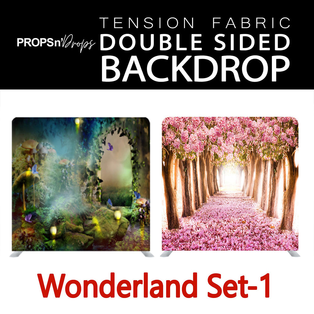 Wonderland Set-1 Double Sided Tension Fabric Photo Booth Backdrop
