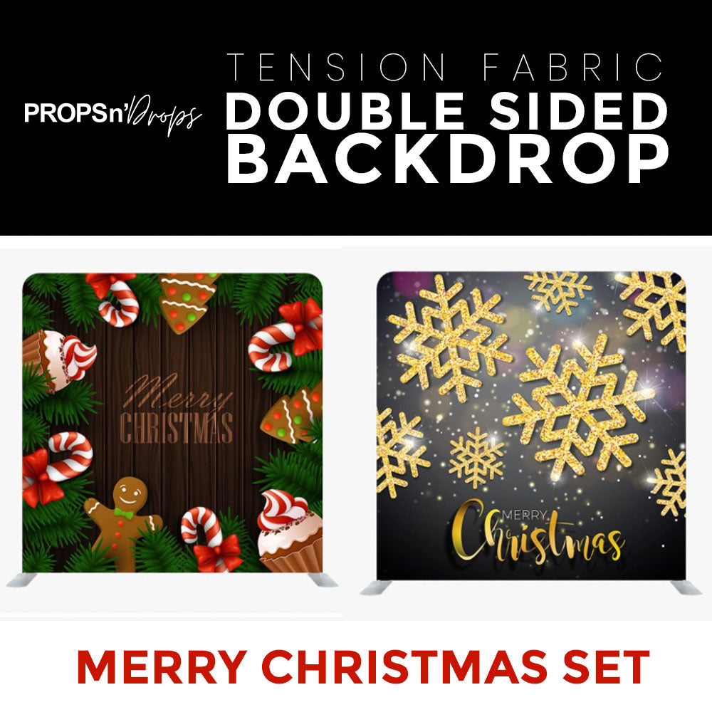 Christmas Set-46 Double Sided Square Tension Fabric Photo Booth Backdrop