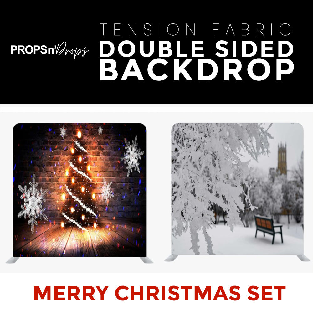 Merry Christmas Set12 Double Sided Tension Fabric Photo Booth Backdrop