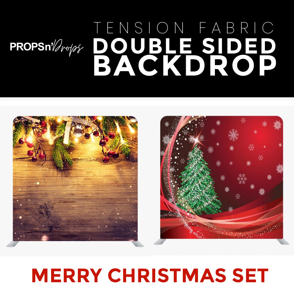 Merry Christmas Set18 Double Sided Tension Fabric Photo Booth Backdrop