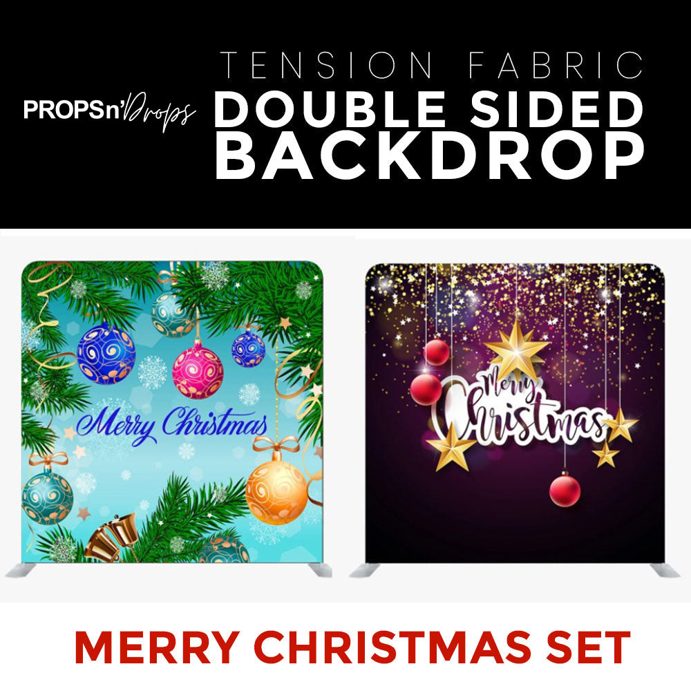 Merry Christmas Set39 Double Sided Tension Fabric Photo Booth Backdrop