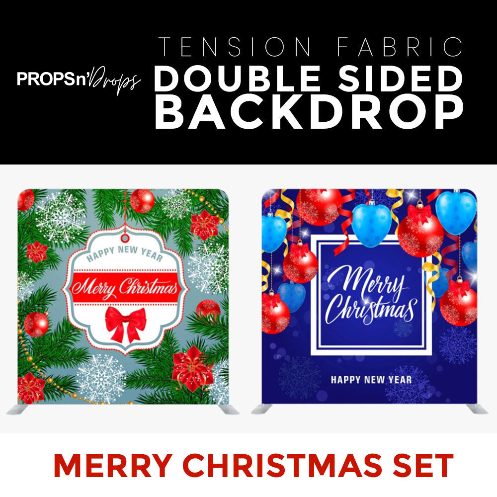 Merry Christmas Set45 Double Sided Tension Fabric Photo Booth Backdrop