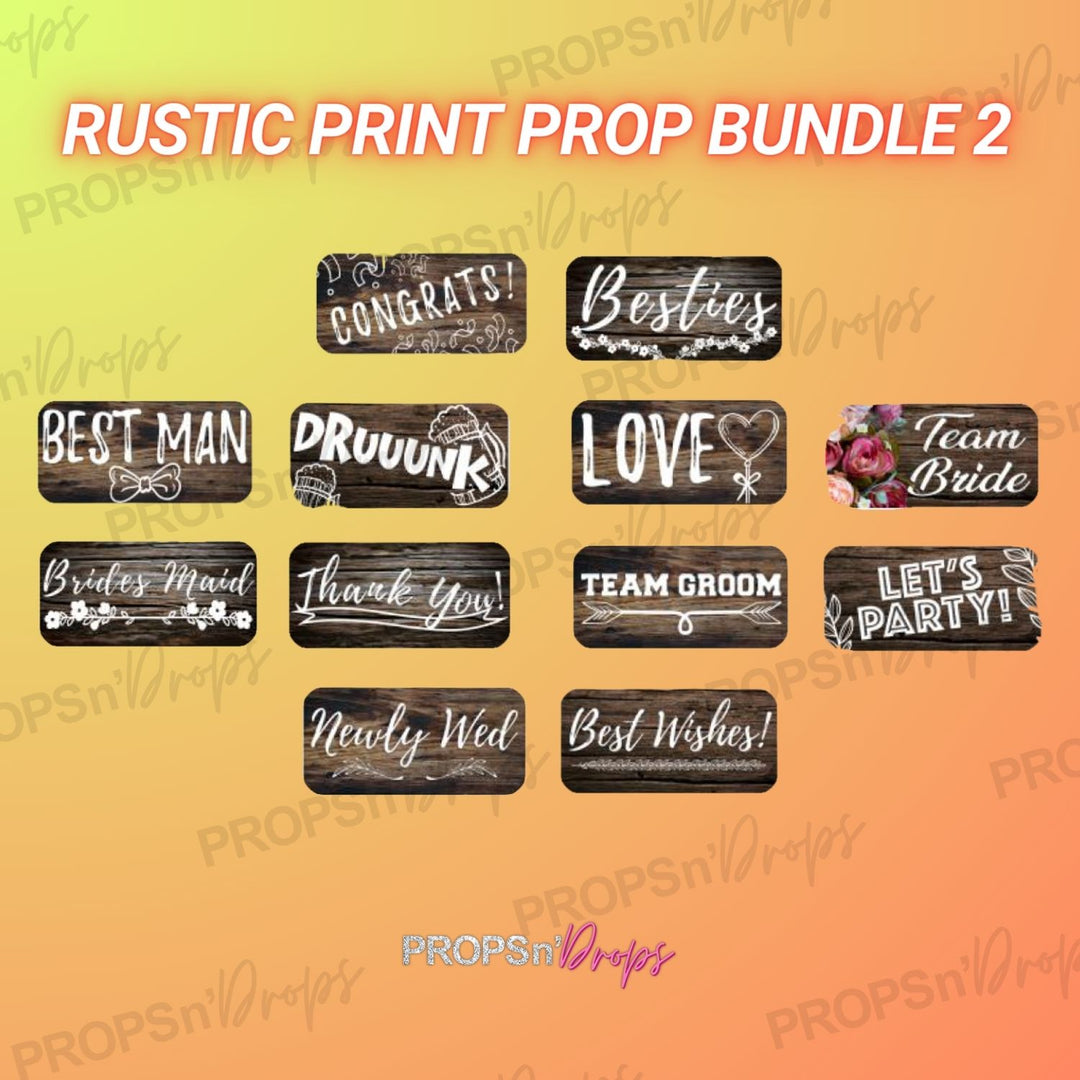 Rustic Print Photo Booth Prop Bundle Set 2