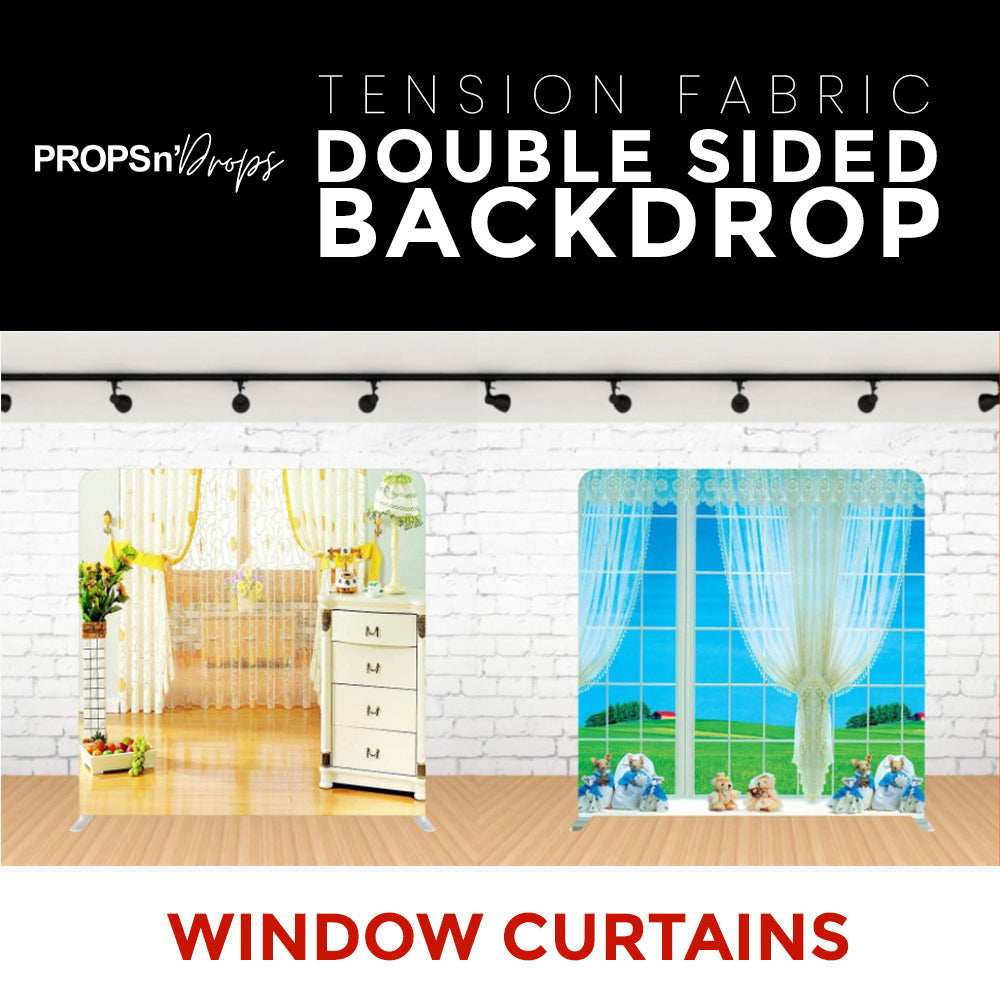 Window Curtains Double Sided Tension Fabric Photo Booth Backdrop