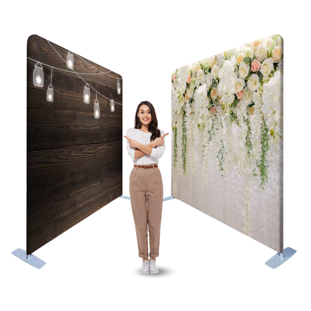 Rustic 30-35: Double-Sided Tension Fabric Photo Booth Backdrop