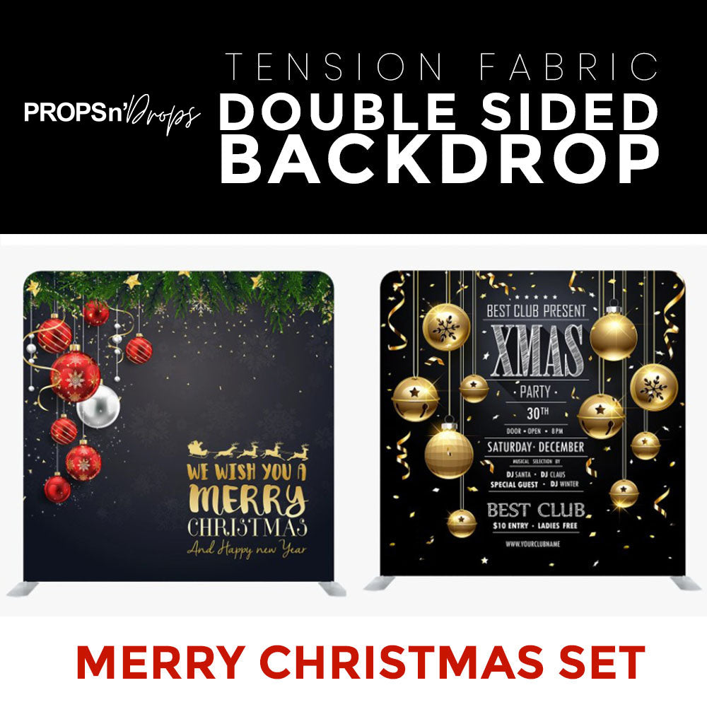 Merry Christmas Set33 Double Sided Tension Fabric Photo Booth Backdrop