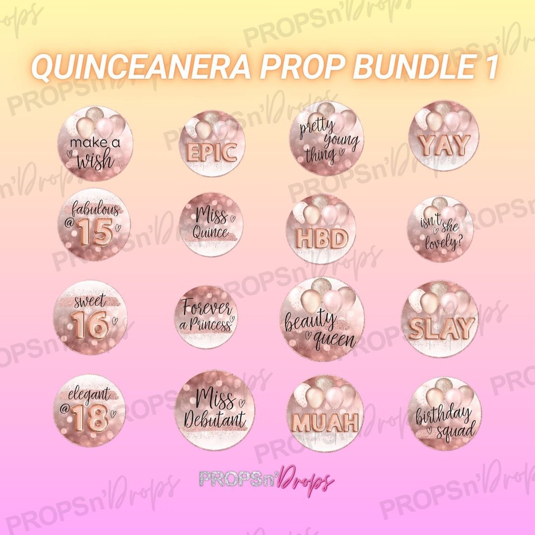 Quinceañera Photo Booth Prop Bundle Set 1