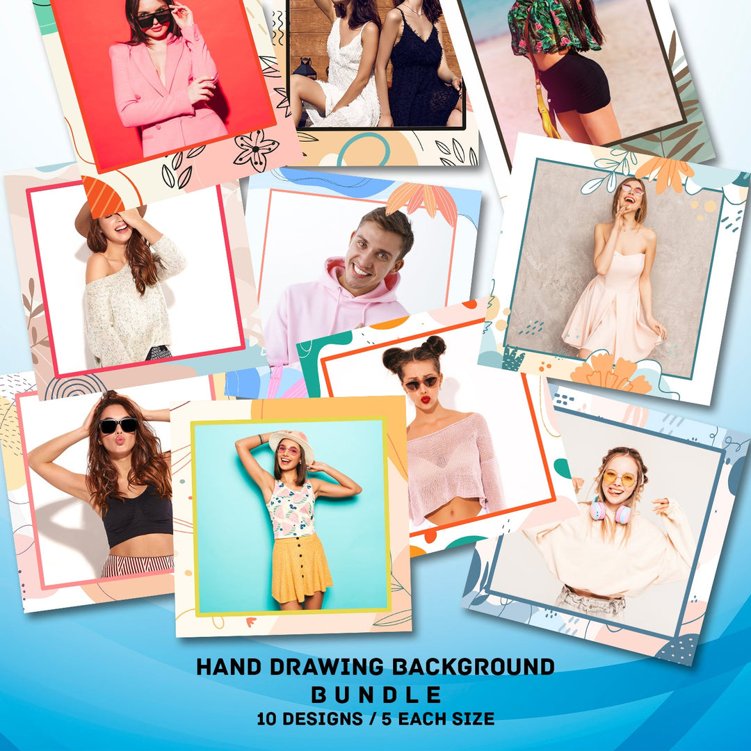 Hand Drawing Bundle (10 Designs) - 360 Photo Booth Template Overlays