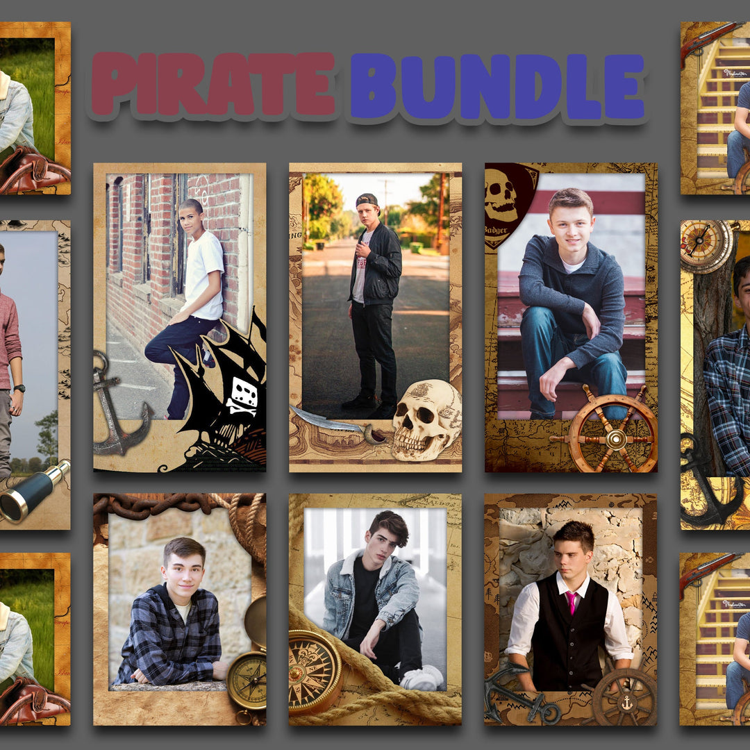 Pirates 2 Bundle (10 Designs) - 360 Photo Booth Template Overlays